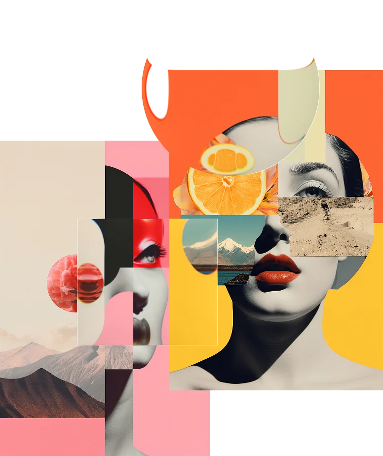 Collage artistique représentant les principes d'action